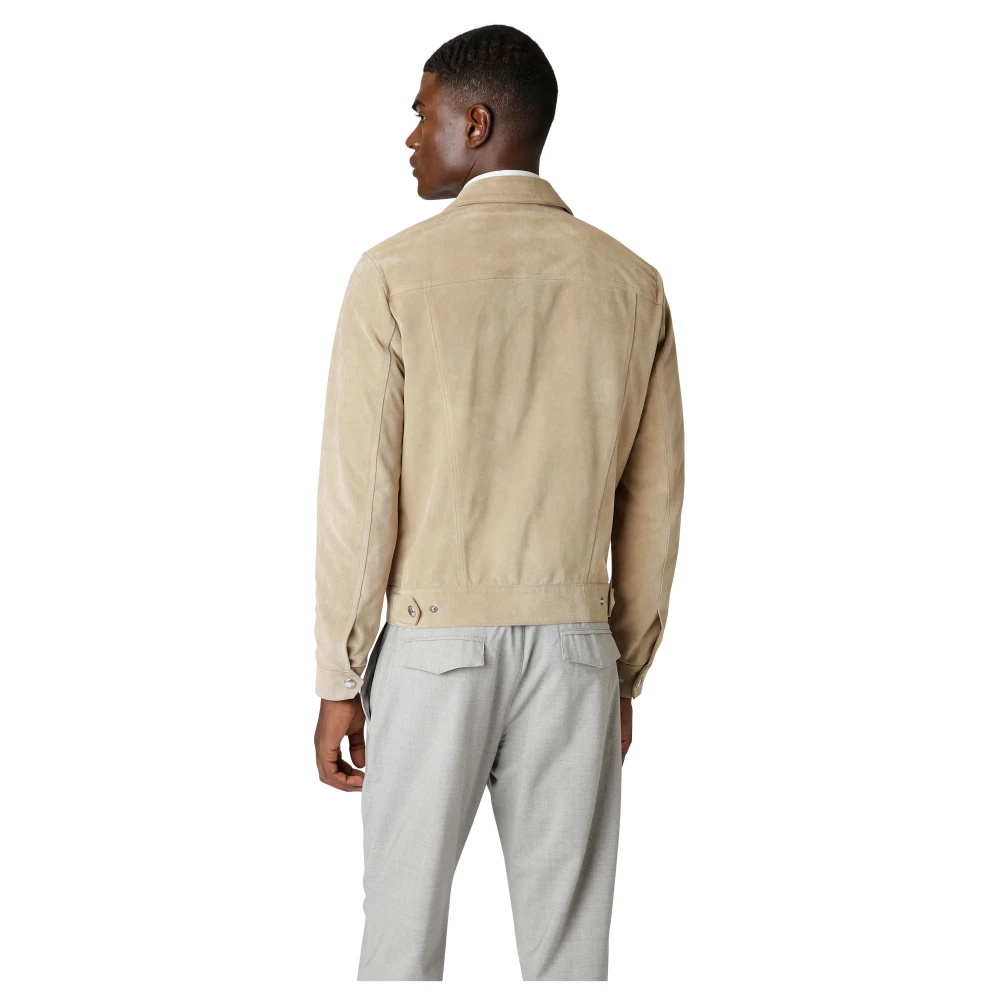 Eleventy Denim jack van Frans suède Beige Heren