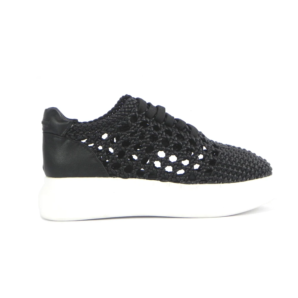 Noa Harmon Zwarte Geweven Sneakers Dames Schoenen