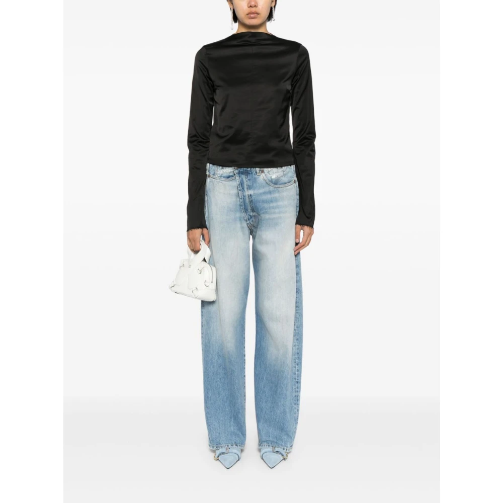 MM6 Maison Margiela Zwarte satijnen logotop Black Dames