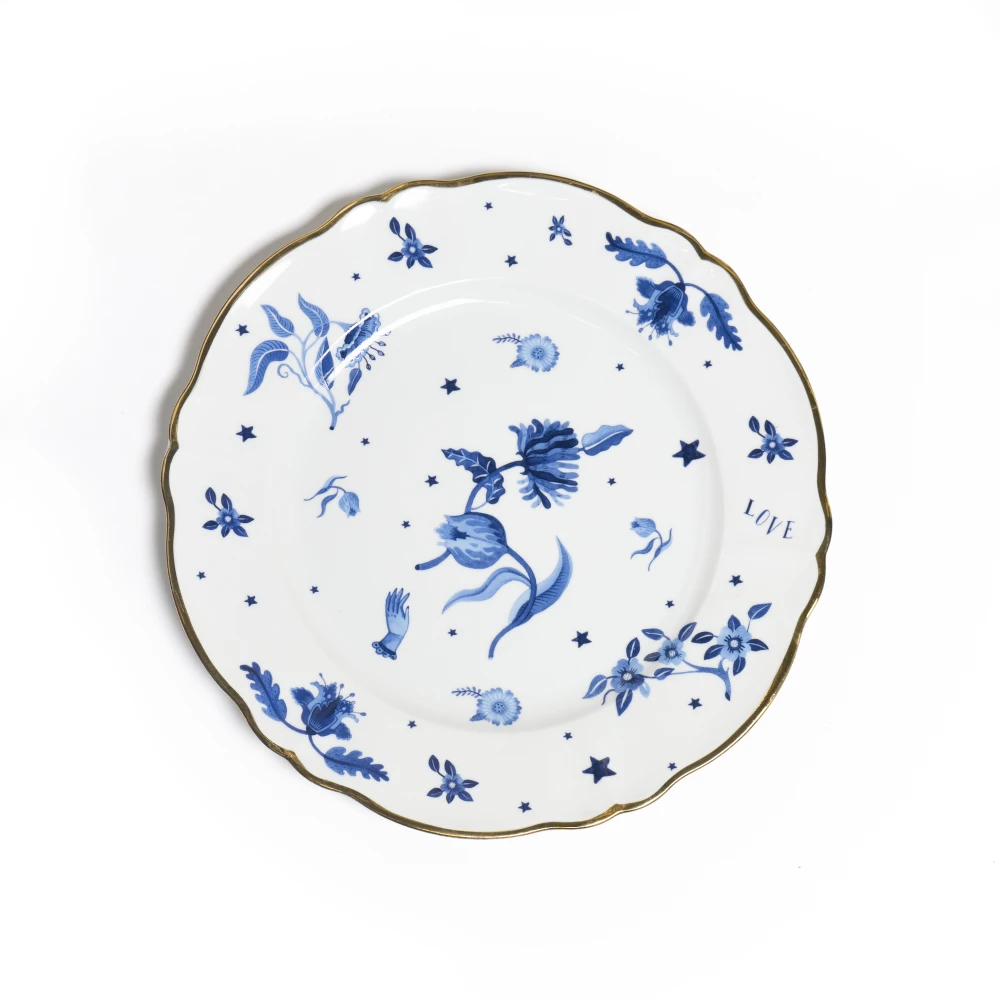 Bitossi Home Blauwe Bloemen Draaiende Decoratieve Plaat Multicolor Dames