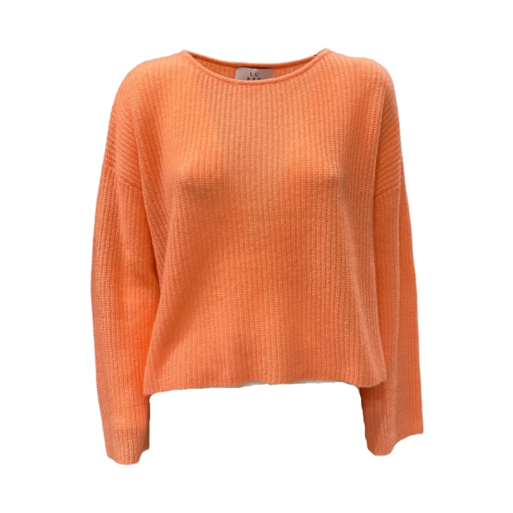 LU REN Kasjmier Zijde Trui Ronde Hals Orange Dames