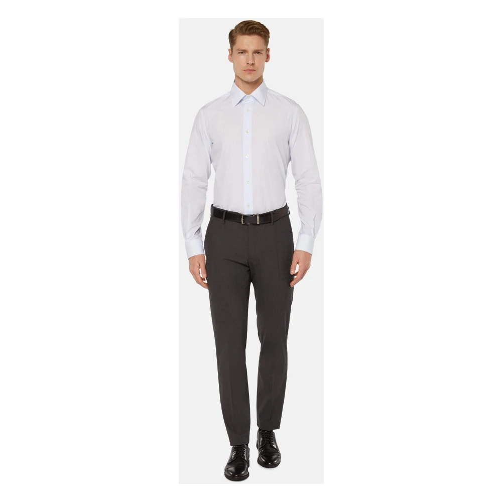 Boggi Milano Regular Fit gestreept katoenen overhemd Blue Heren