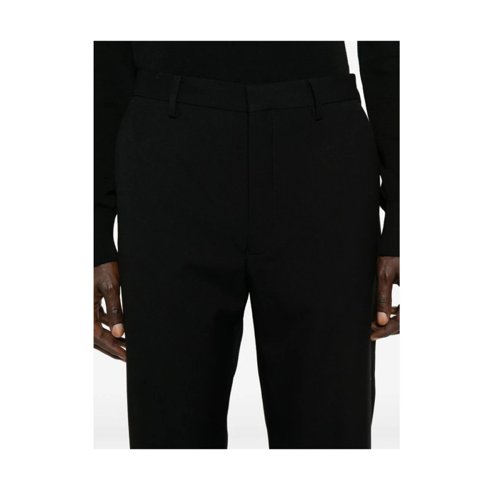Dries Van Noten Zwarte Wol Twill Straight Leg Broek Black Heren