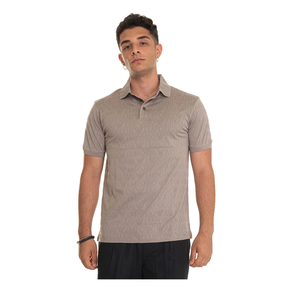 Emporio Armani Polo Shirt met Logo en 3 Knopen Gray Heren
