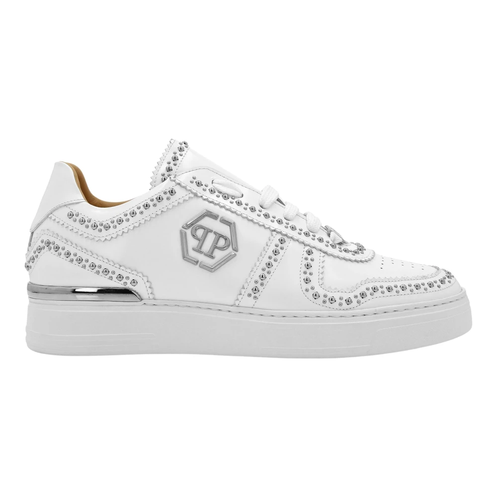 Philipp Plein Leather Lo-Top Sneakers Heren Schoenen Wit