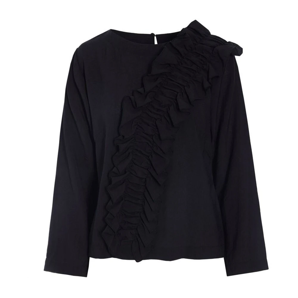 Bitte Kai Rand Black Blouses, Female, L, Diagonal Ruffle Blouse