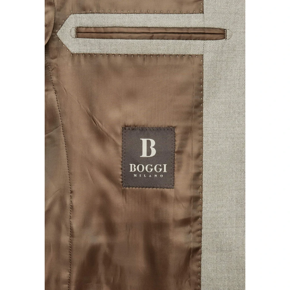 Boggi Milano Herenkostuum in keper van zuivere wol Beige Heren