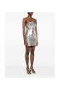 metallic-gevlochten-strapless-mini-jurk