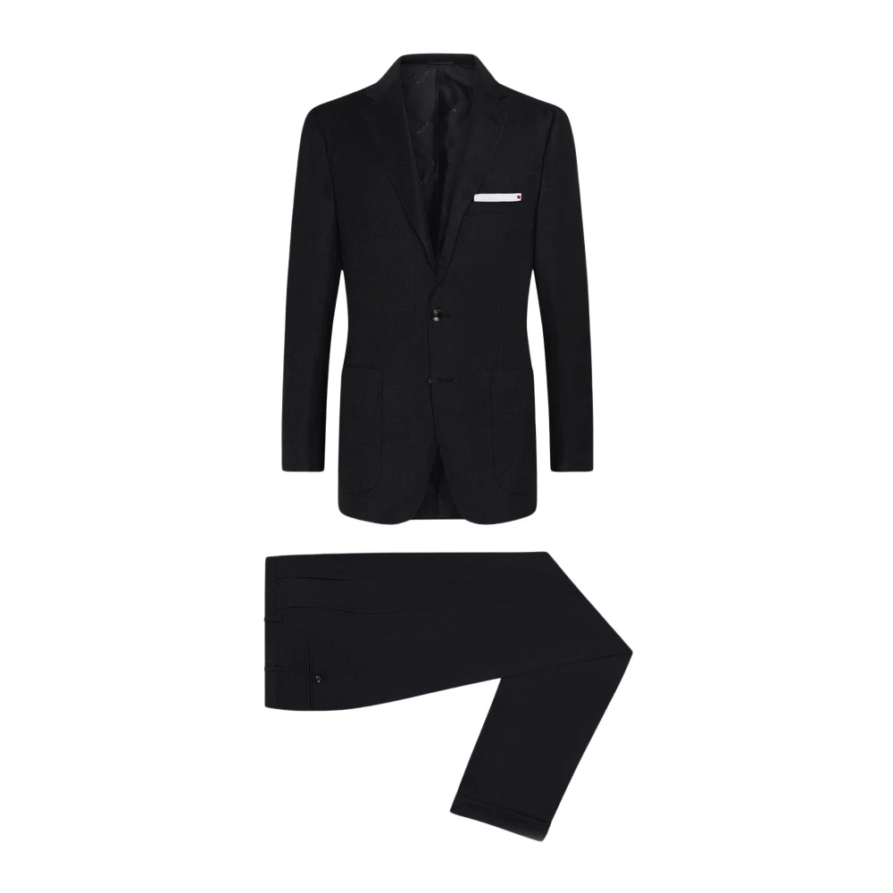 Kiton Handgemaakt wollen pak Black Heren