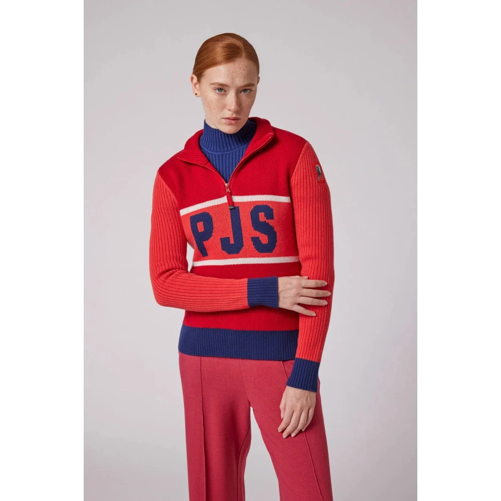 Parajumpers Merino Wol Rits Ski Sweater Red Dames