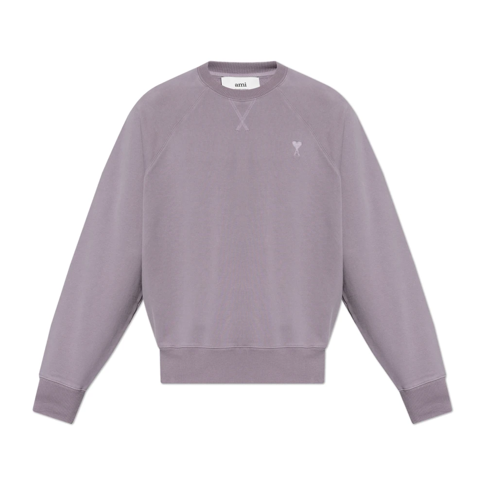Ami Paris Men's Purple Sweatshirts, Xl, Sweatshirt With Logo