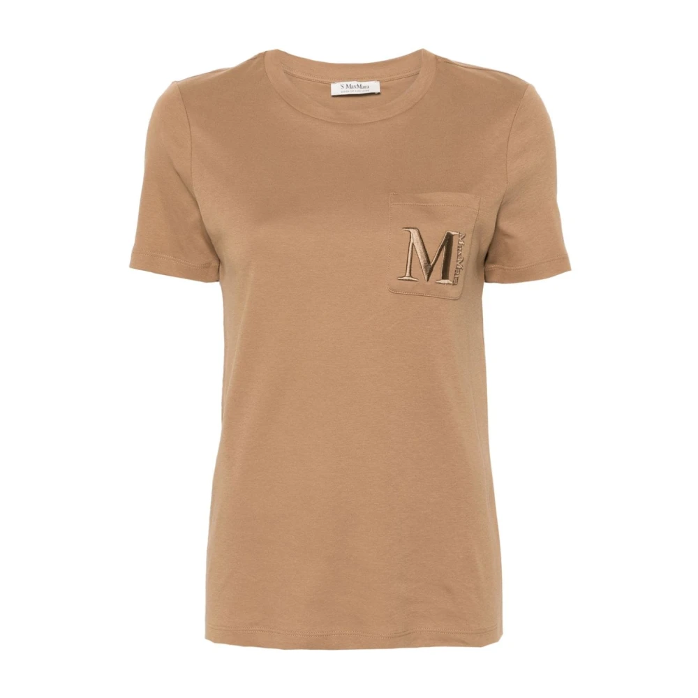 Max Mara Geborduurd Logo Beige T-shirt Beige Dames