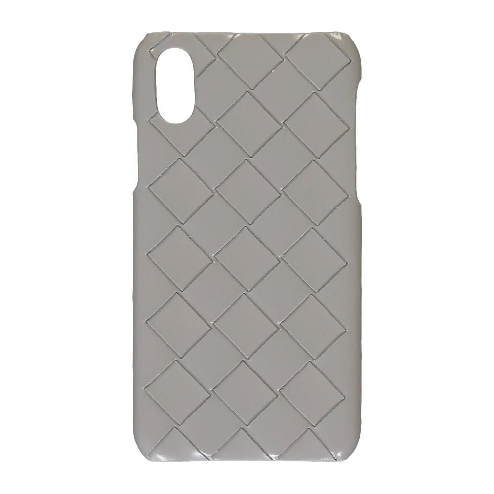 Bottega Veneta Geweven patroon lederen iPhone hoesje Gray Heren