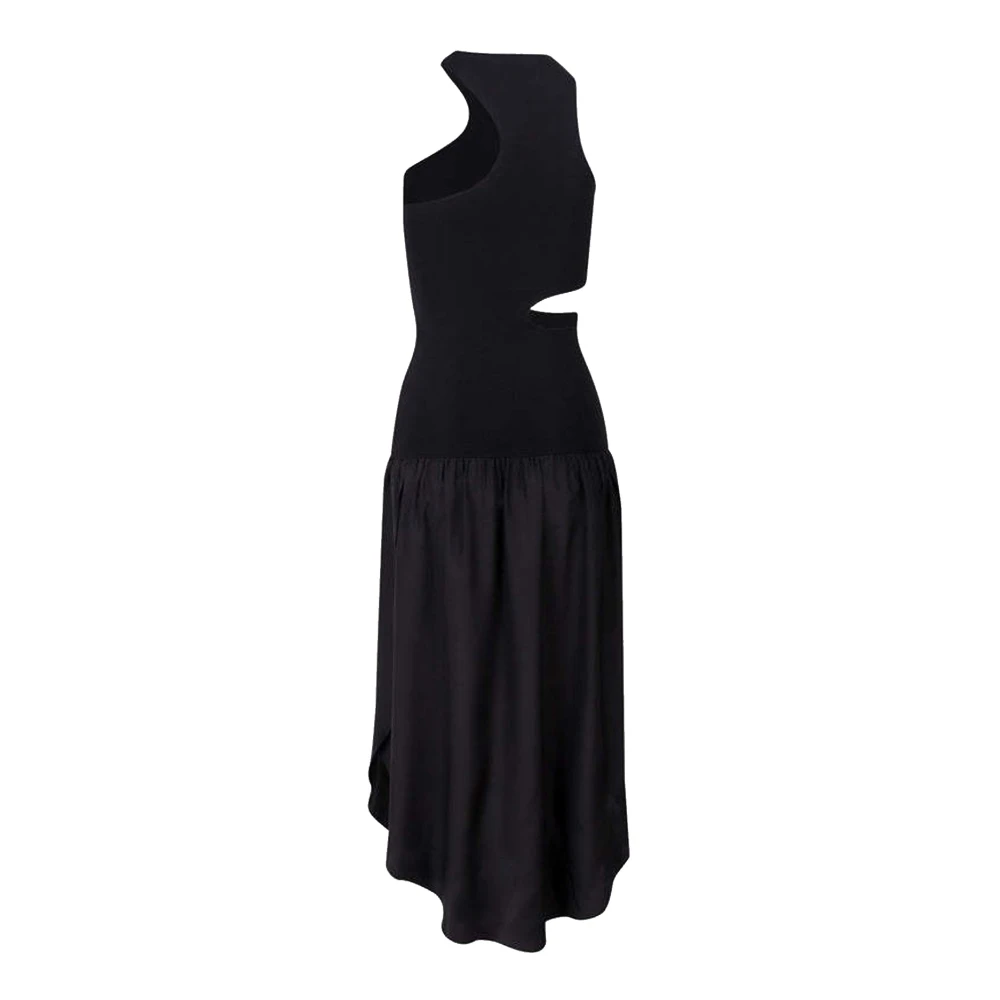 Stella Mccartney Women's Black Midi Dresses, M, Silk Cut-Out Maxi Dress