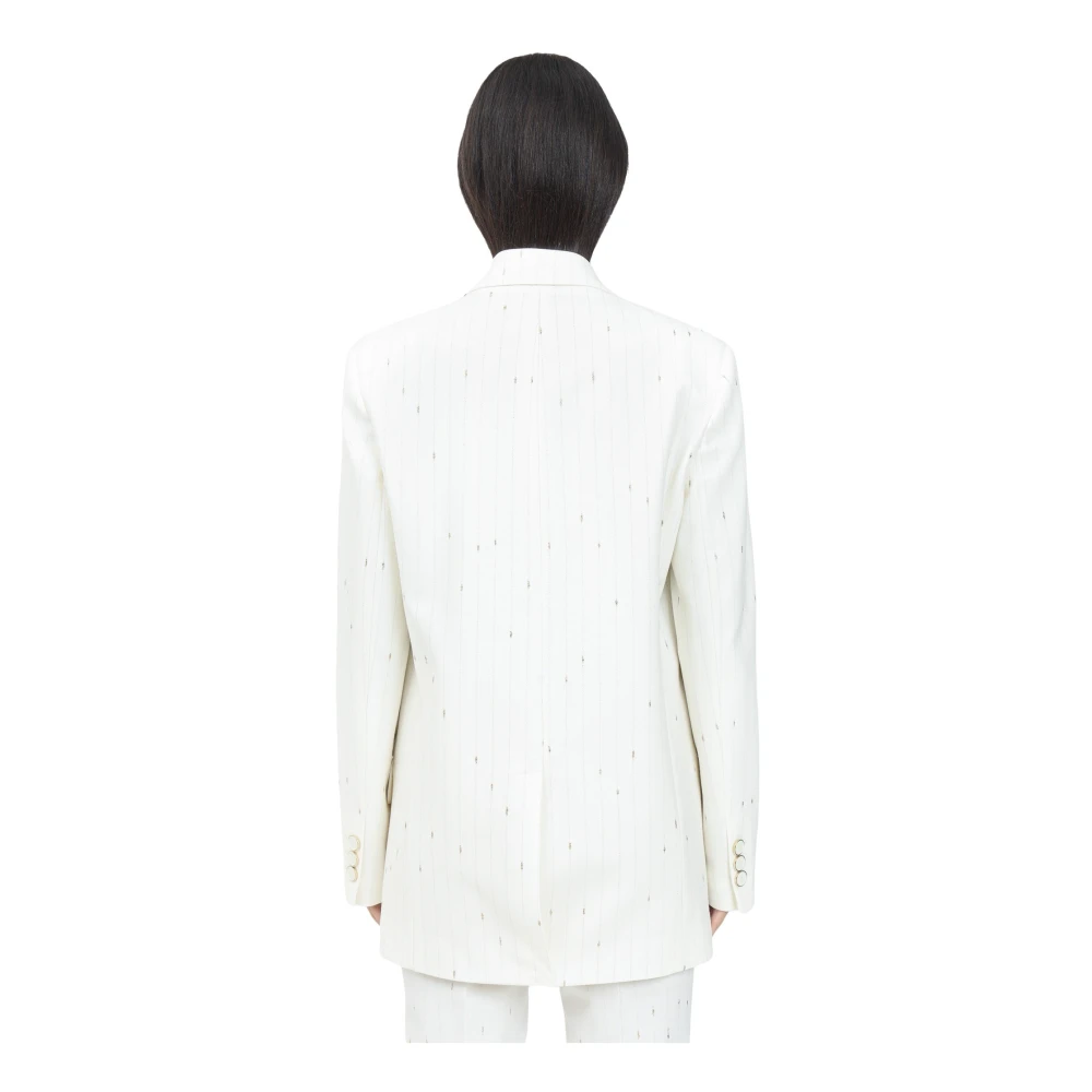 Simona Corsellini Witte single-breasted jas met verfijnde details White Dames