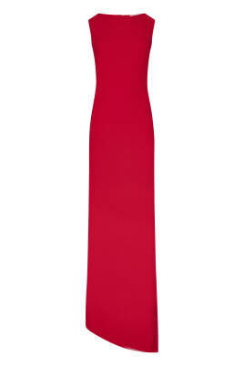 red-asymmetric-hemline-sleeveless-dress