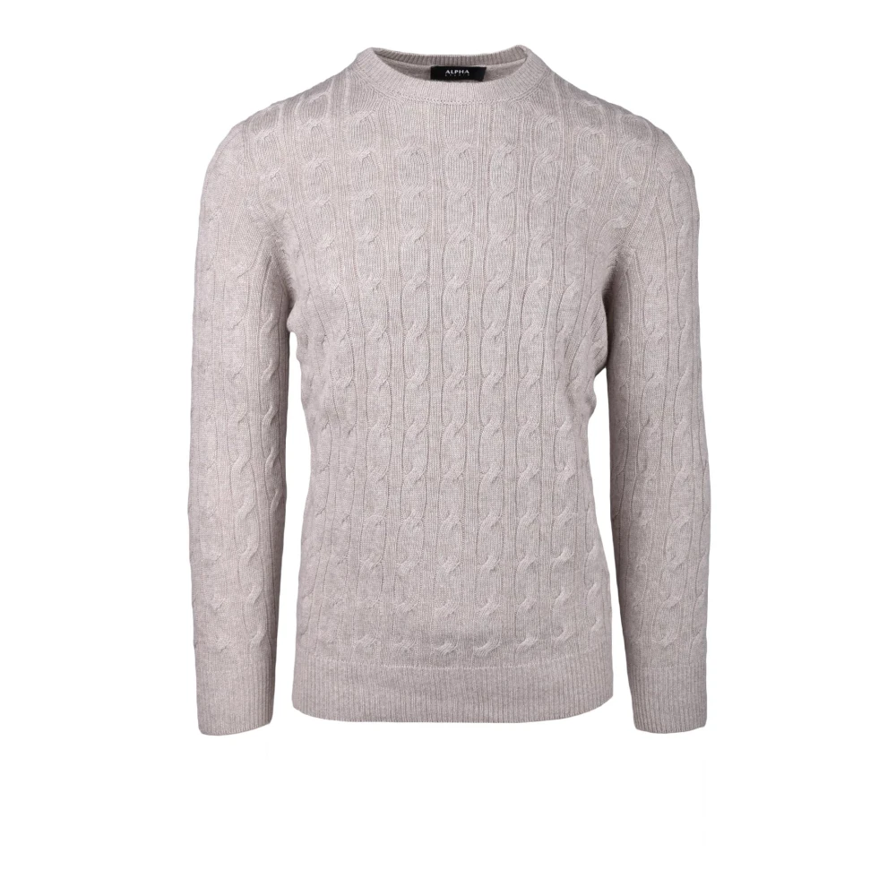 Alpha Studio Zachte Gebreide Trui Mix Beige Heren