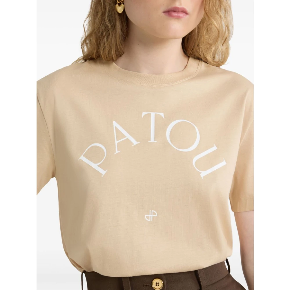 Patou Natuurlijke T-shirt met Stijlvol Logo Beige Dames