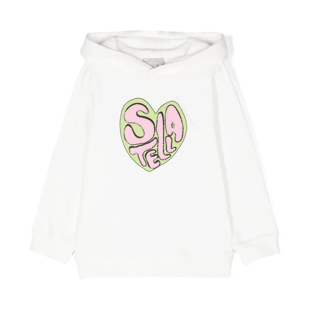 Stella McCartney Vit Barn Logo Hoodie Bomull White, Flicka