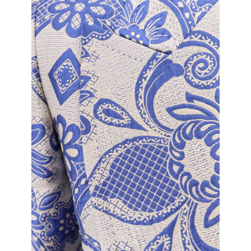 ETRO Geborduurde zijde blend peak lapel blazer Blue Dames