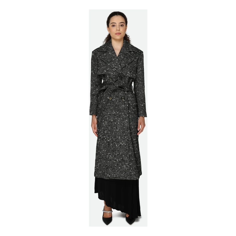 pinko Grijze Tweed Dubbelrijdige Jas Gray Dames