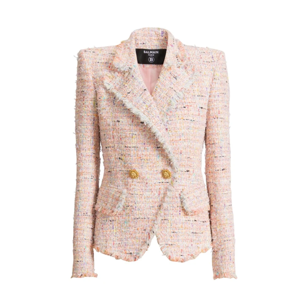 Balmain Donna Rosa Giacca 2 Bottoni In Tweed - Immagine 3