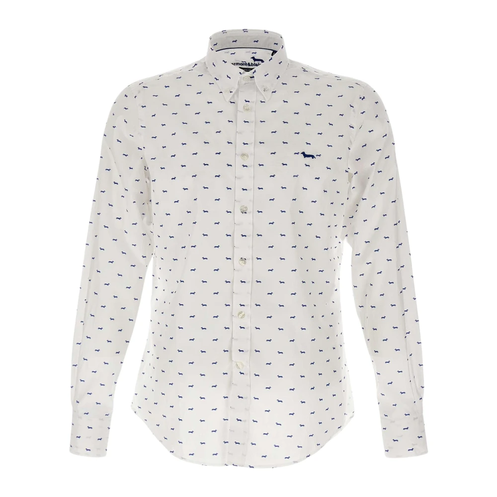 Harmont & Blaine Blauw Logo Patroon Wit Overhemd Multicolor Heren