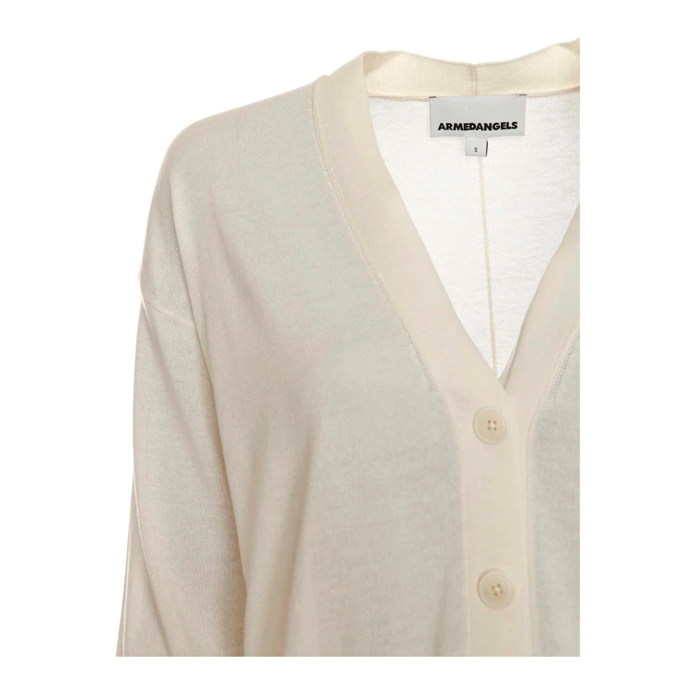ARMEDANGELS V-hals Cardigan met Oversized Schouders White Dames
