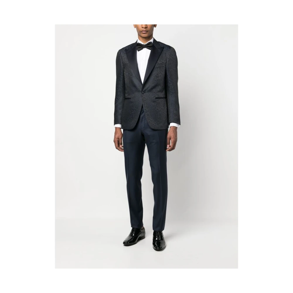 Canali Marineblauwe Wollen Broek Blue Heren