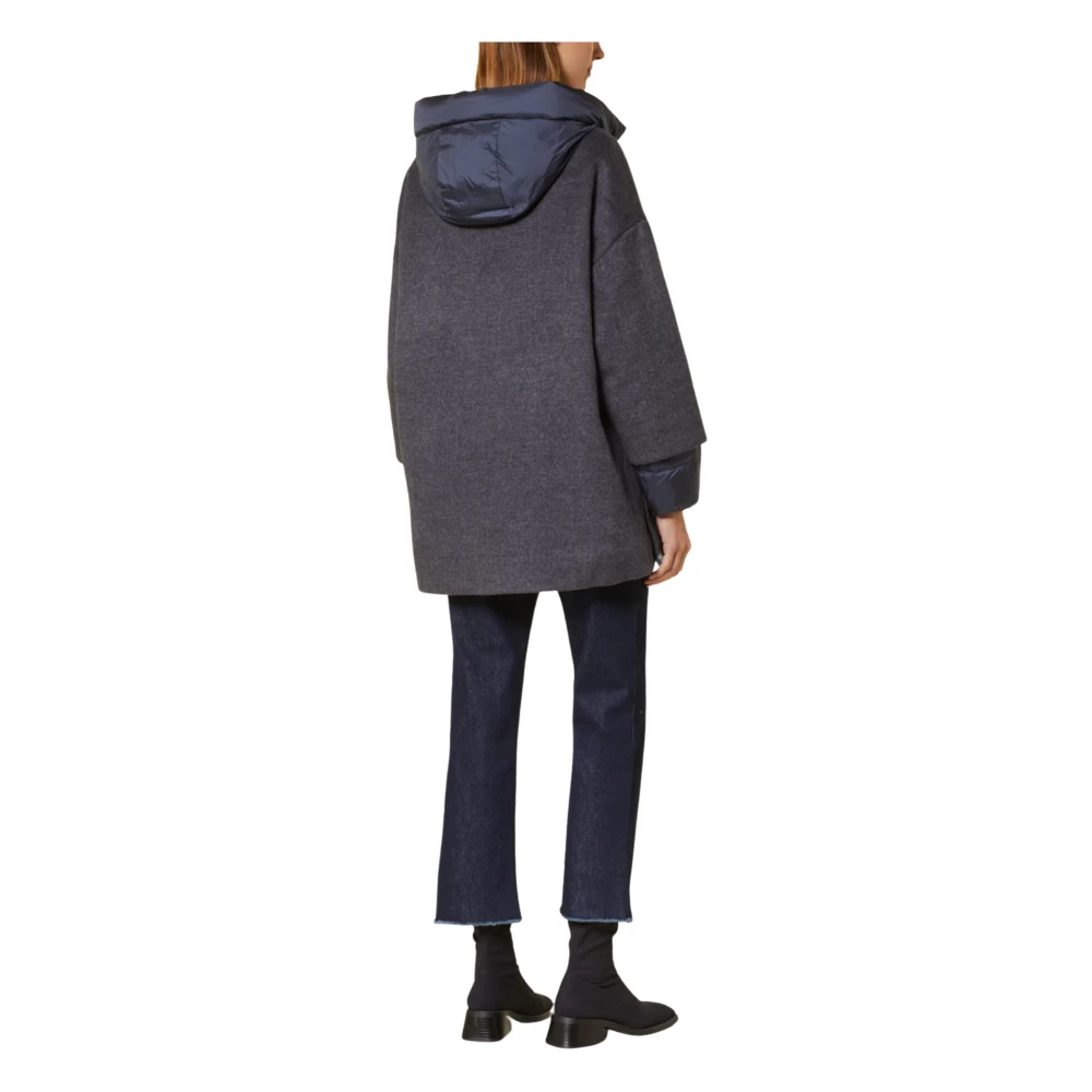 Duno Blauwe Wollen Kimono Jas Blue Dames