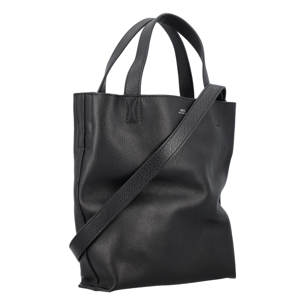 A.p.c. Zwarte Leren Shopper Tote Tas Black Heren
