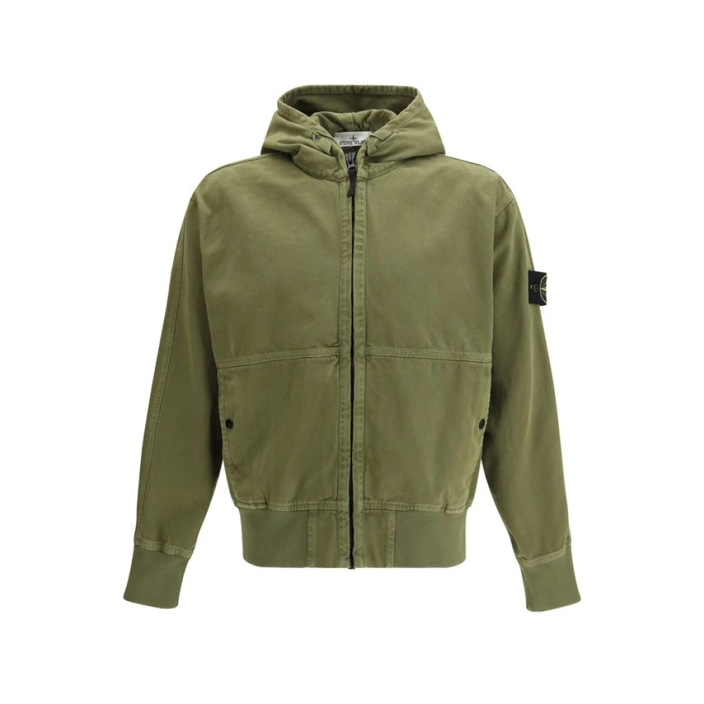 Stone Island Green Zip-Throughs, Male, M, Hoodie Jumper