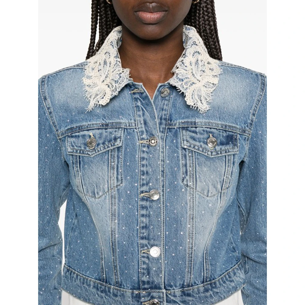 Ermanno Scervino Blauwe Denim Jack met Strass Applicaties Blue Dames