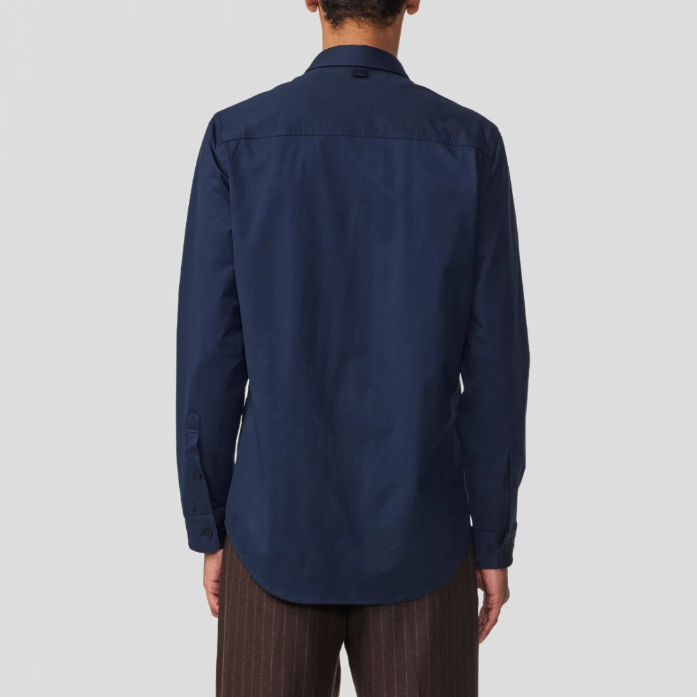 Nn07 Minimalistische Navy Blue Shirt met Moeder-van-Parel Knopen Blue Heren