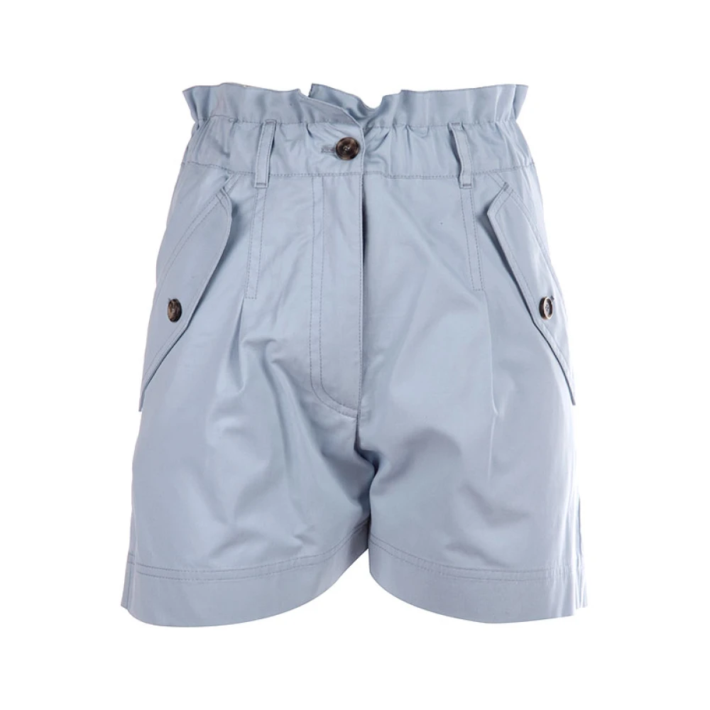 Kenzo Hoge Taille Geborduurde Shorts Blauw Blue Dames