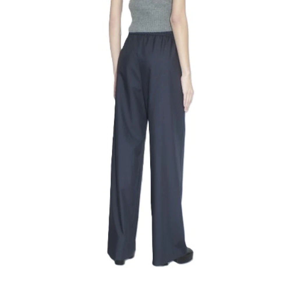 Odeeh Marine Wollen Broek Elastische Taille Zakken Blue Dames
