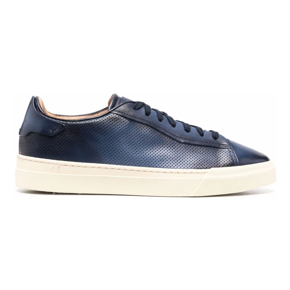 Santoni Casual Läder Sneakers Blue, Herr