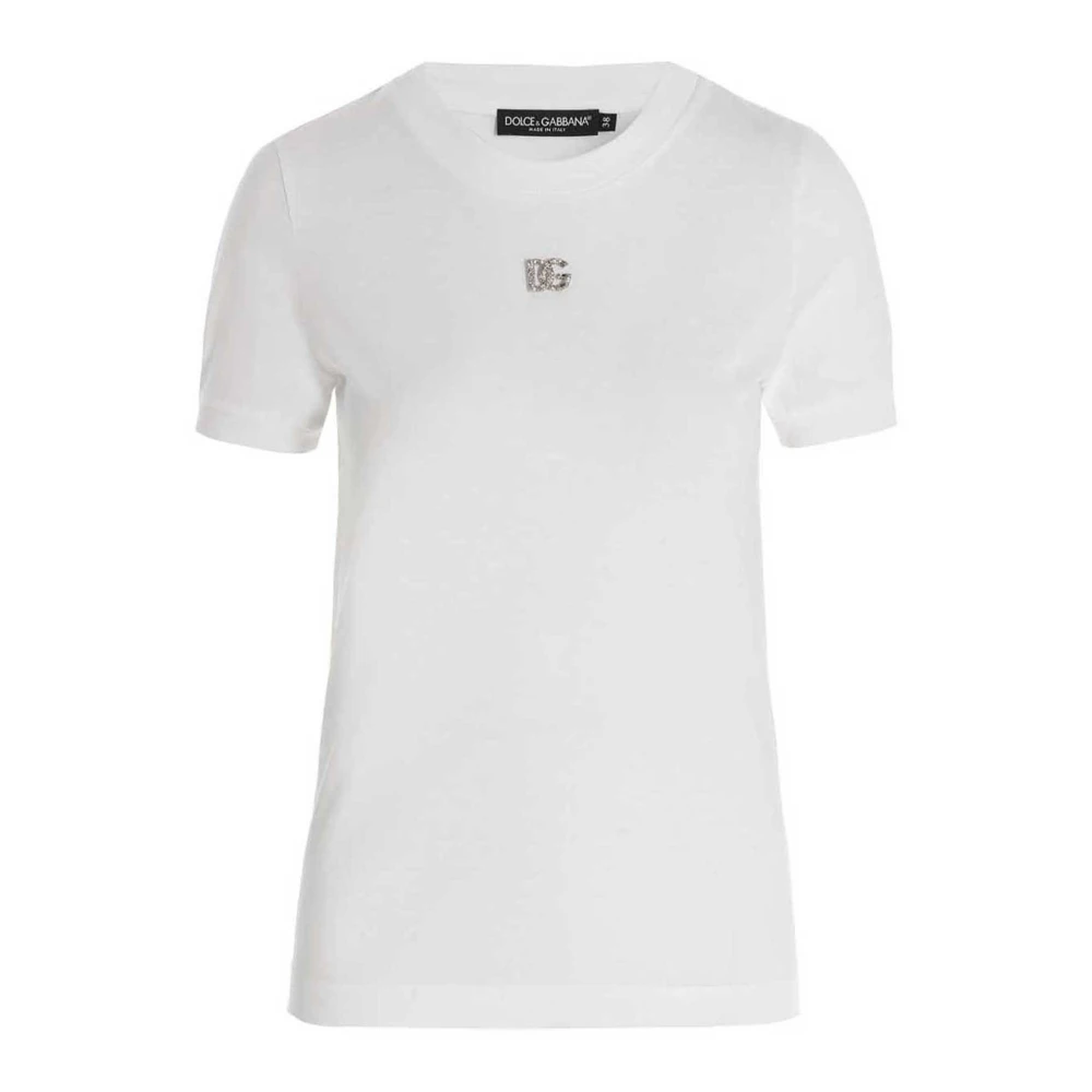 Dolce & Gabbana Women's White T-Shirts, Xs, Logo T-Shirt
