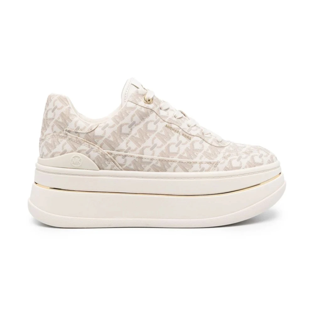 Michael Kors Hayes Empire Signature Logo Platform Sneaker Dames Schoenen Beige