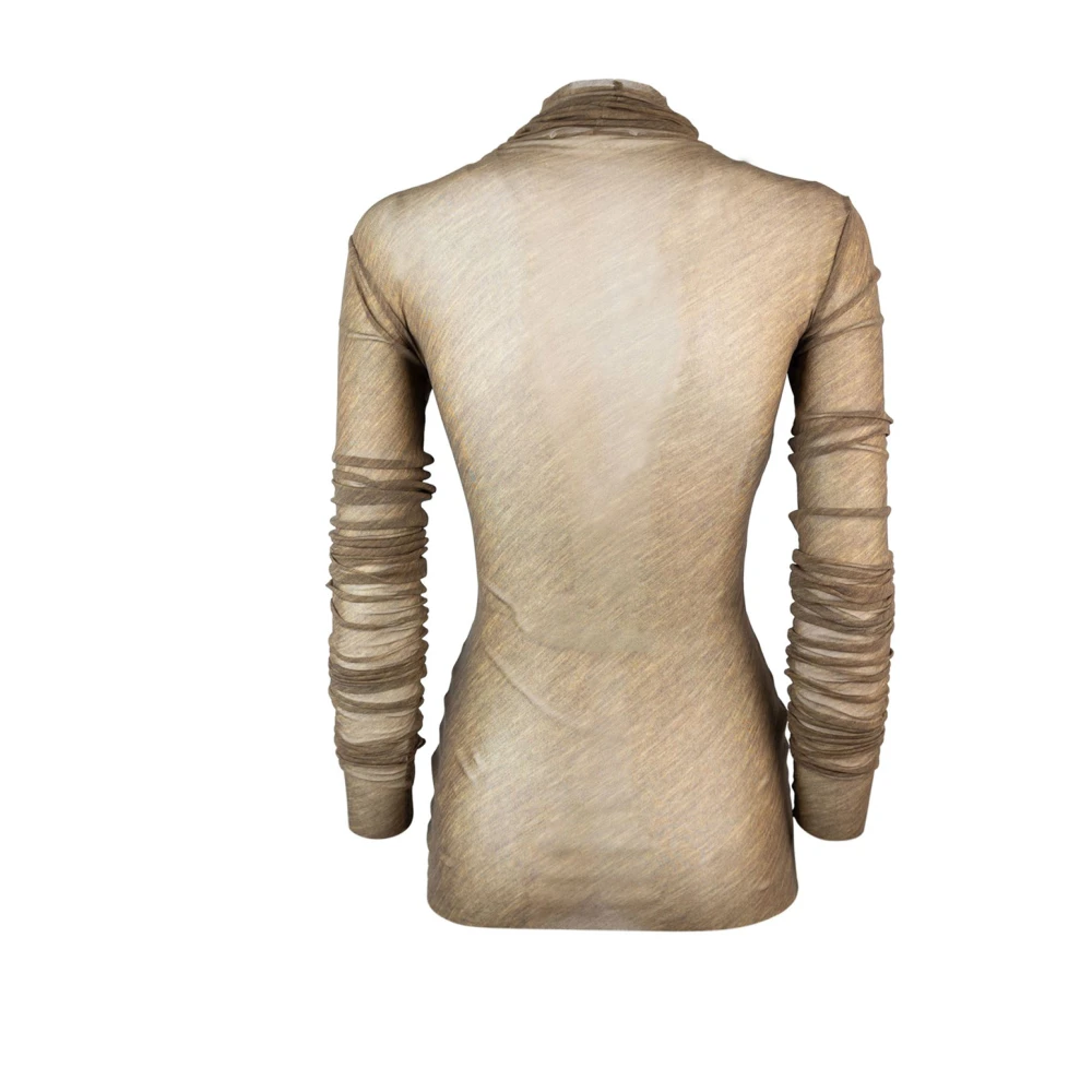 Philosophy di Lorenzo Serafini Bruine Top met Transparante Stof Brown Dames