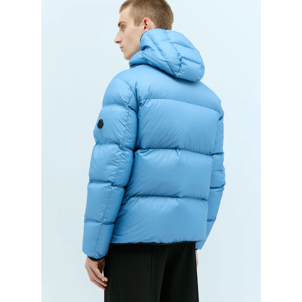Moncler Ripstop Donsjack met Afneembare Capuchon Blue Heren