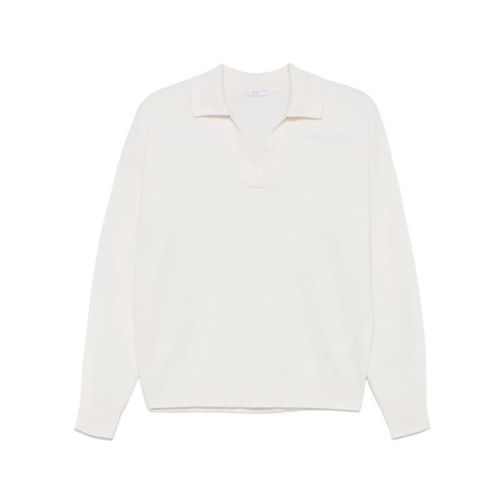 PESERICO Witte Gebreide Polo Top White Dames
