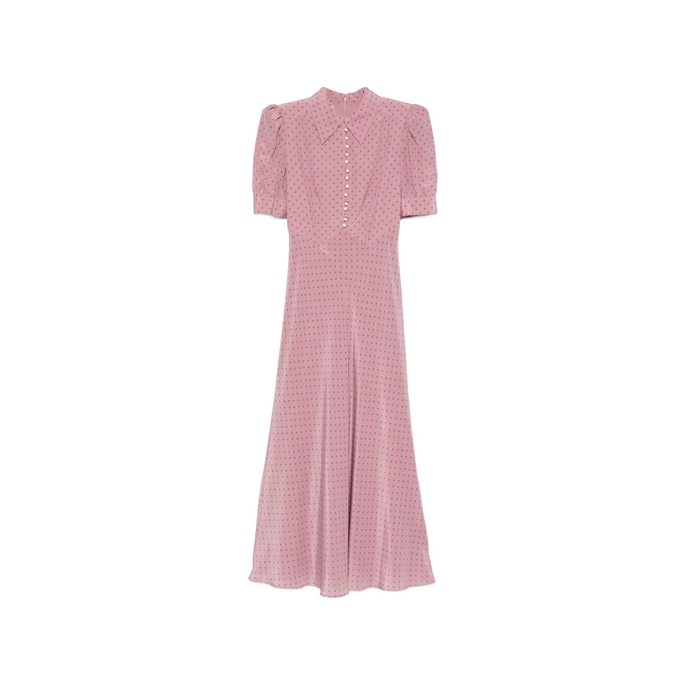 Alessandra Rich Women's Pink Polka Dot Shirt Dress
