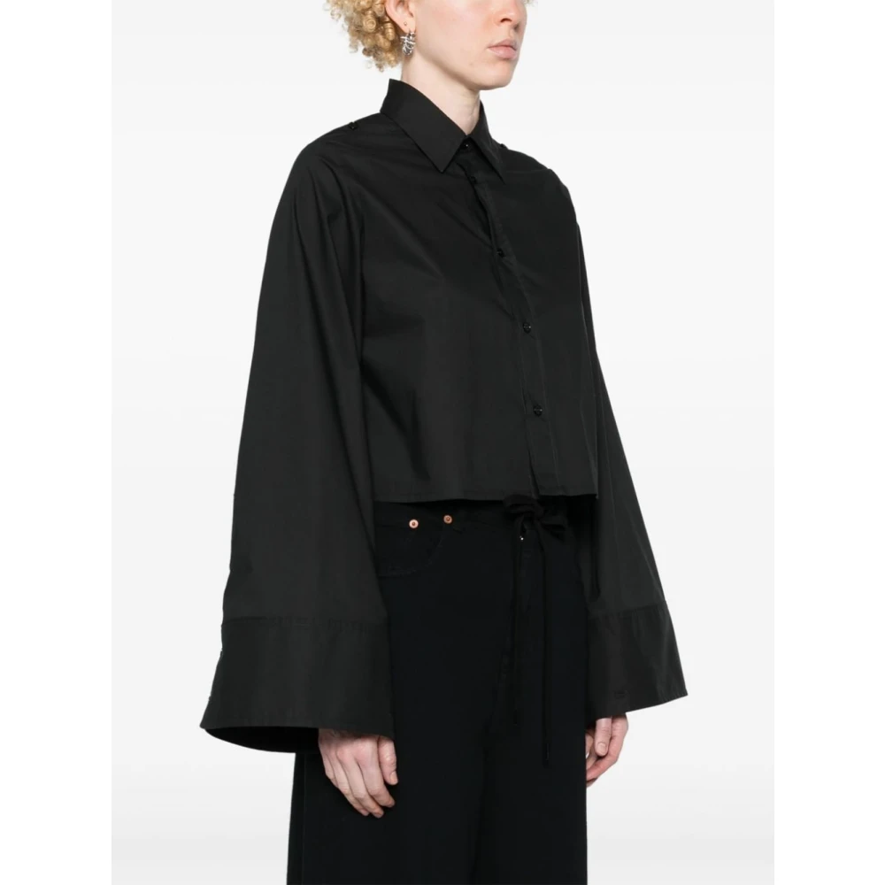 MM6 Maison Margiela Zwarte Poplin Klassiek Kraag Hemd Black Dames