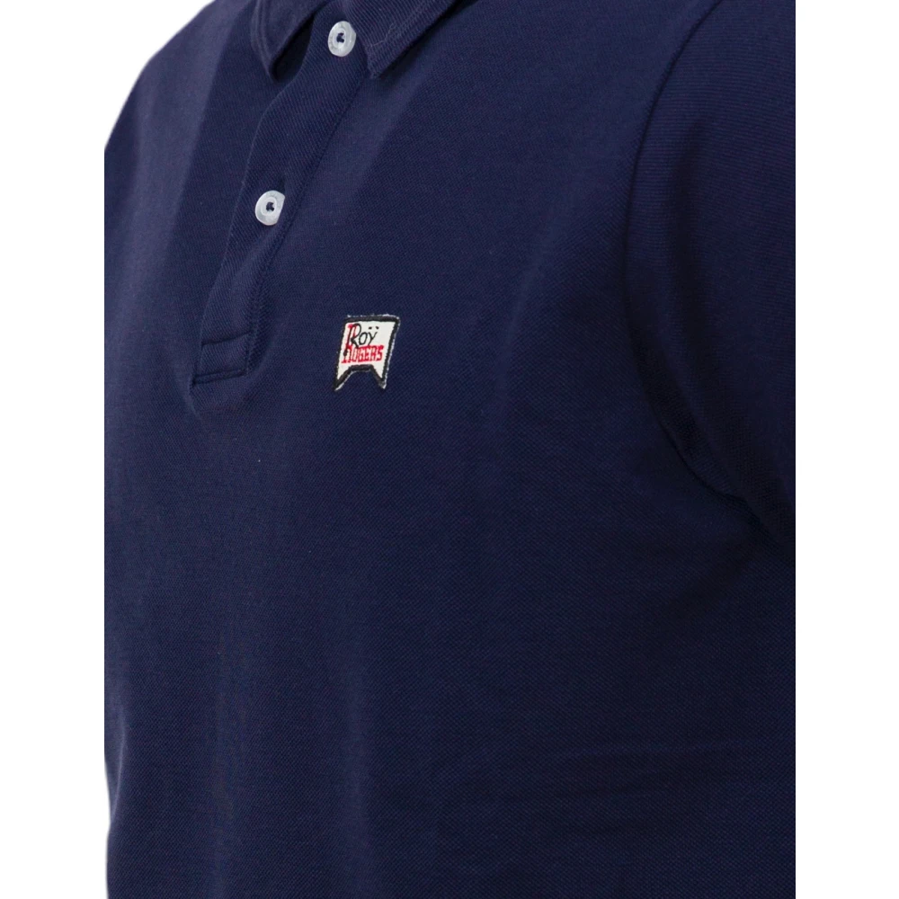 Roy Roger's Pique Polo Shirt Klassieke Kraag Korte Mouwen Blue Heren