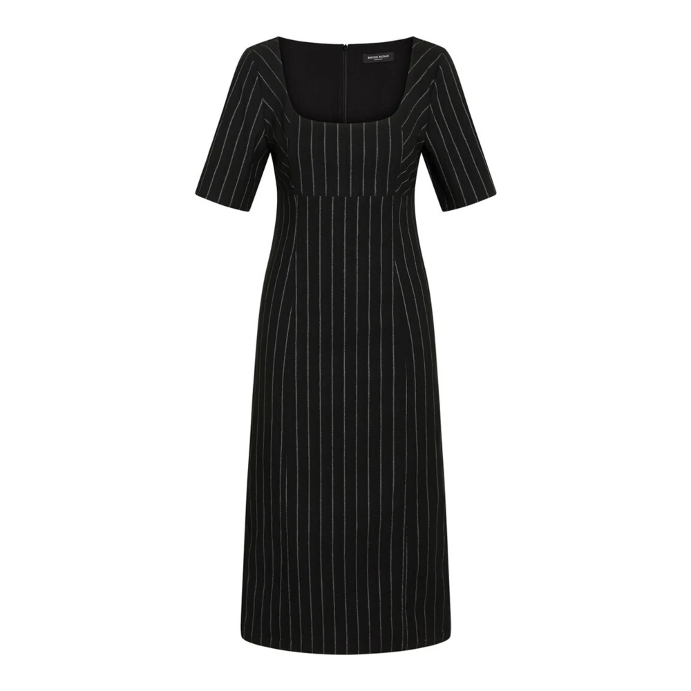 Bruuns Bazaar Gestreepte Lurex Jurk met Korte Mouwen Black Dames