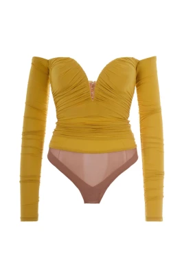 Bodysuit med V-ringning och drapering
