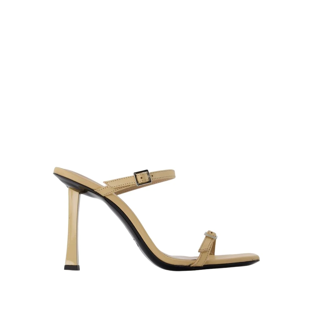 By Far Beige Kraft Leather Heeled Mules - Female - Heeled Mules - 4 Uk - Shoes