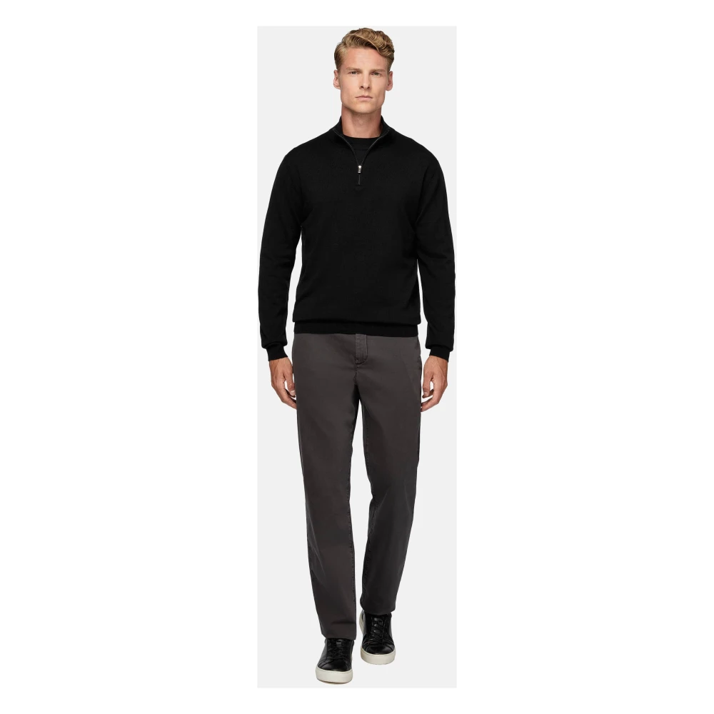 Boggi Milano Half Zip Jumper Brown Heren