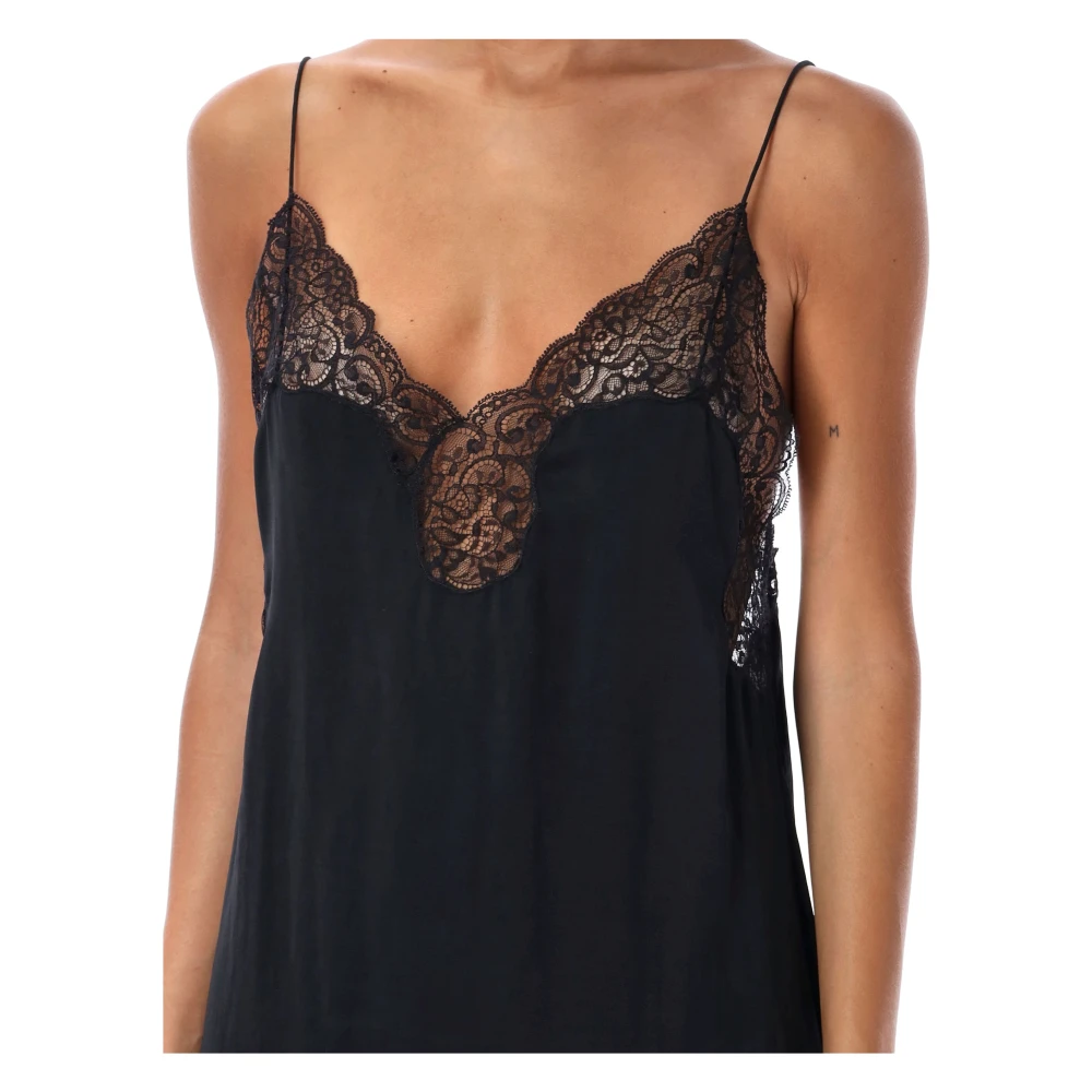 Saint Laurent Zwart Kant Lingerie Mini Jurk Black Dames